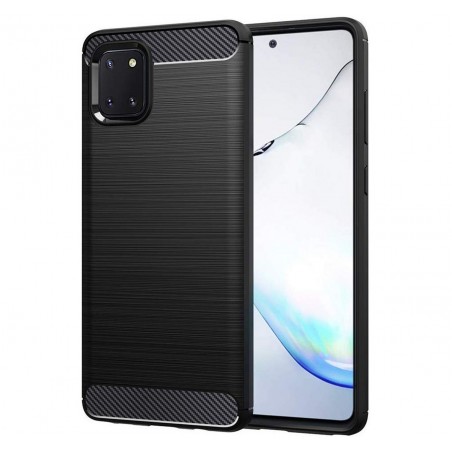 Funda Gel Tpu Tipo Carbon Negra para Samsung Galaxy Note 10 Lite