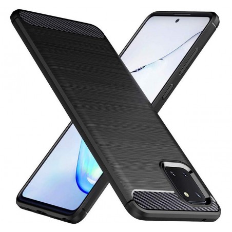 Funda Gel Tpu Tipo Carbon Negra para Samsung Galaxy Note 10 Lite