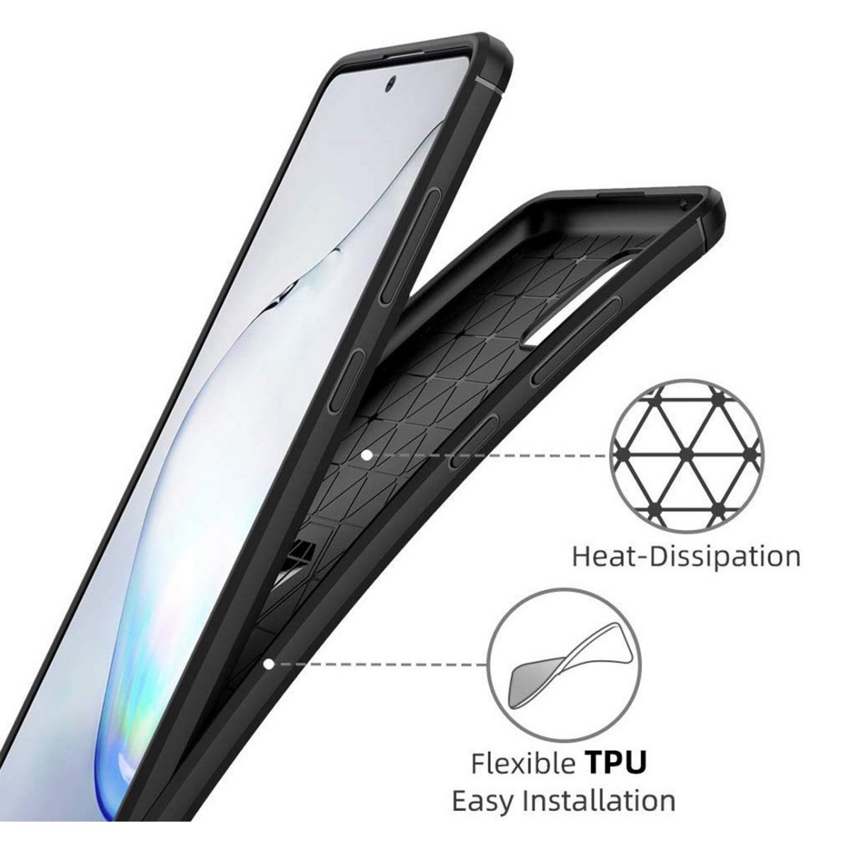Funda Gel Tpu Tipo Carbon Negra para Samsung Galaxy Note 10 Lite