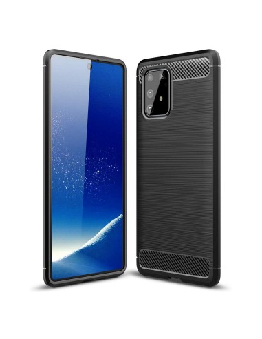 Funda Gel Tpu Tipo Carbon Negra para Samsung Galaxy S10 Lite