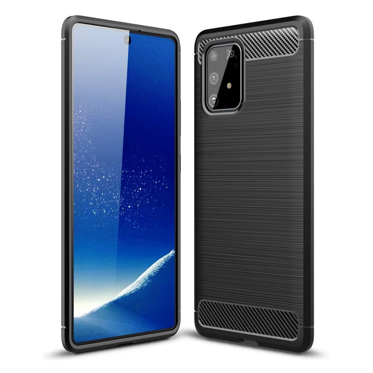Funda Gel Tpu Tipo Carbon Negra para Samsung Galaxy S10 Lite
