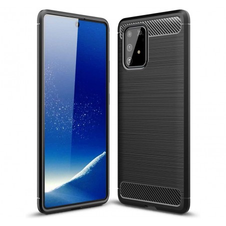 Funda Gel Tpu Tipo Carbon Negra para Samsung Galaxy S10 Lite