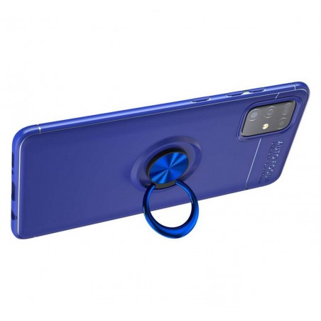 Funda Magnetica Soporte con Anillo Giratorio 360 para Samsung Galaxy A51 Azul