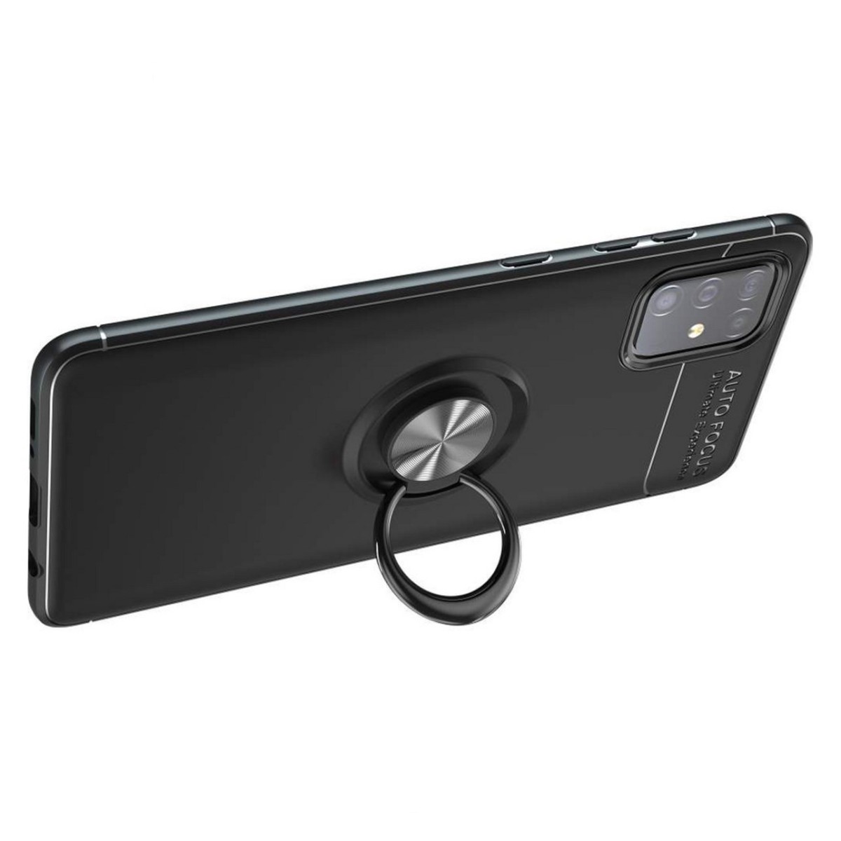 Funda Magnetica Soporte con Anillo Giratorio 360 para Samsung Galaxy A51 Negra
