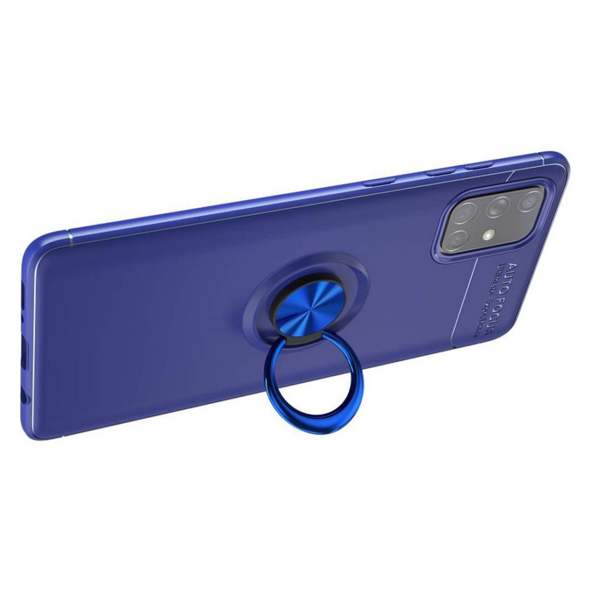 Funda Magnetica Soporte con Anillo Giratorio 360 para Samsung Galaxy A71 Azul