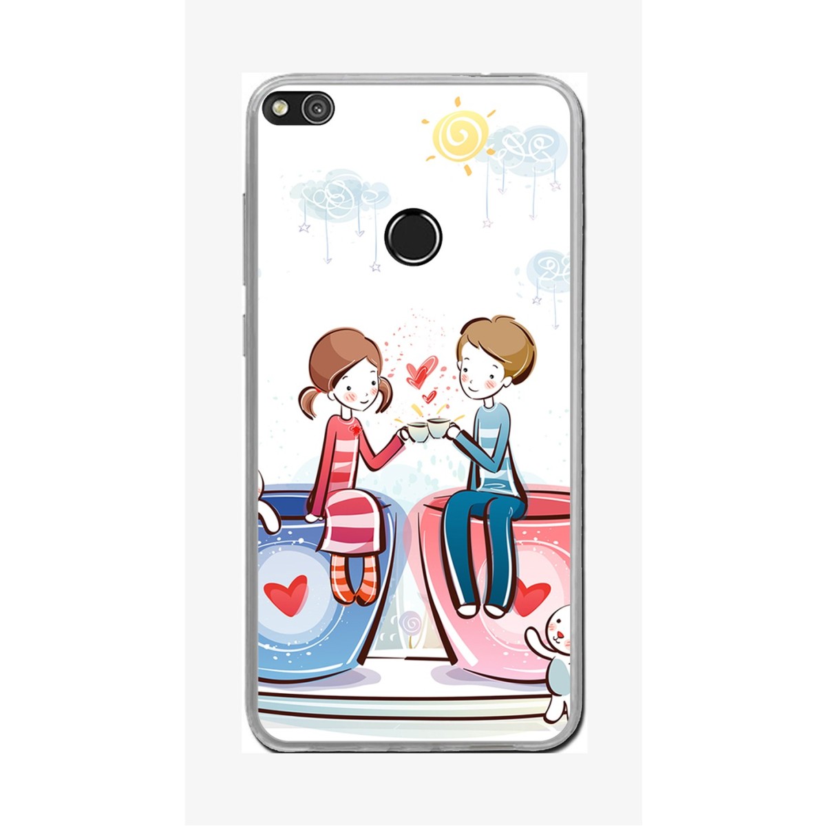 Funda Gel Tpu para Huawei P8 Lite 2017 Diseño Cafe Dibujos