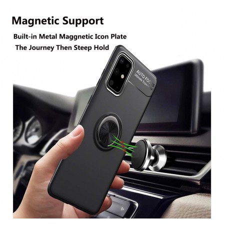Funda Magnetica Soporte con Anillo Giratorio 360 para Samsung Galaxy A71 Negra