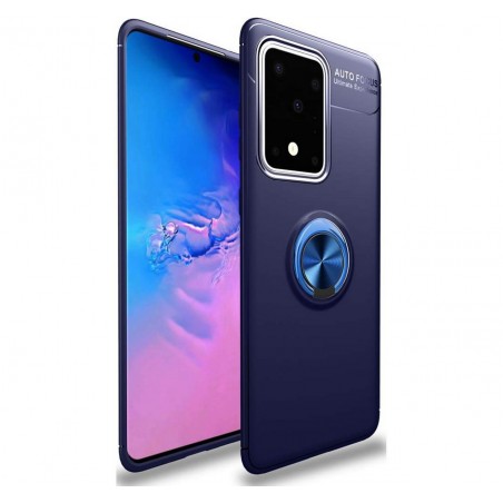 Funda Magnetica Soporte con Anillo Giratorio 360 para Samsung Galaxy S20 Ultra Azul