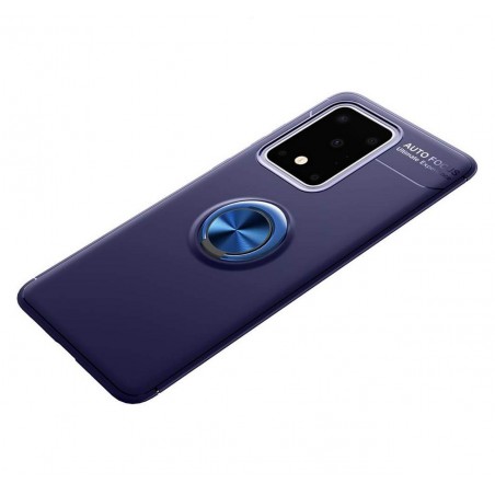 Funda Magnetica Soporte con Anillo Giratorio 360 para Samsung Galaxy S20 Ultra Azul