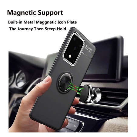 Funda Magnetica Soporte con Anillo Giratorio 360 para Samsung Galaxy S20 Ultra Azul