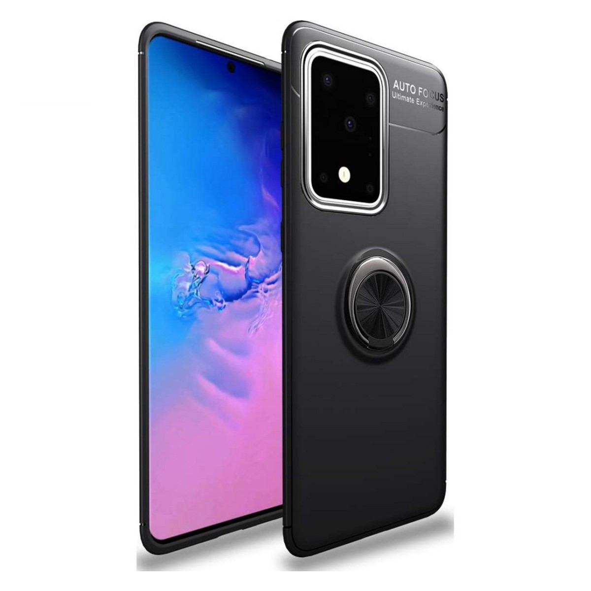 Funda Magnetica Soporte con Anillo Giratorio 360 para Samsung Galaxy S20 Ultra Negra