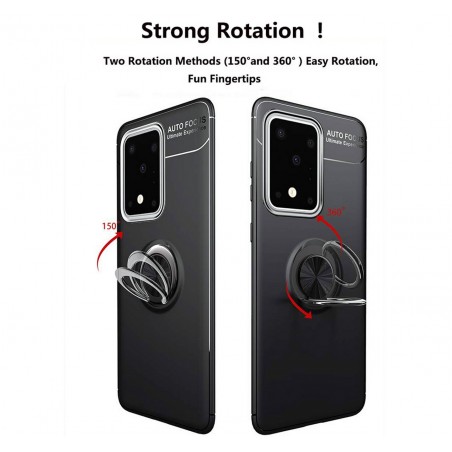Funda Magnetica Soporte con Anillo Giratorio 360 para Samsung Galaxy S20 Ultra Negra