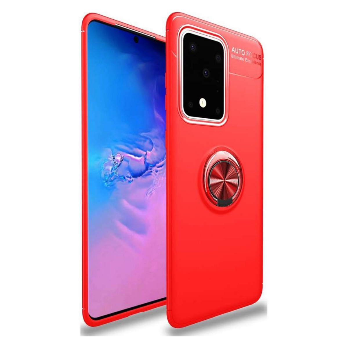 Funda Magnetica Soporte con Anillo Giratorio 360 para Samsung Galaxy S20 Ultra Roja