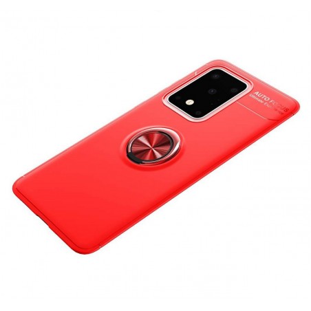 Funda Magnetica Soporte con Anillo Giratorio 360 para Samsung Galaxy S20 Ultra Roja
