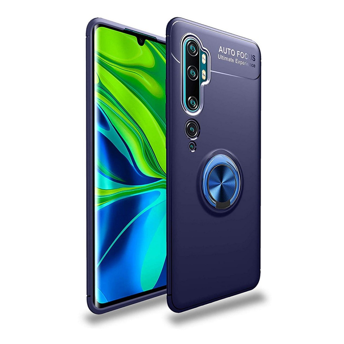 Funda Magnetica Soporte con Anillo Giratorio 360 para Xiaomi Mi Note 10 Azul