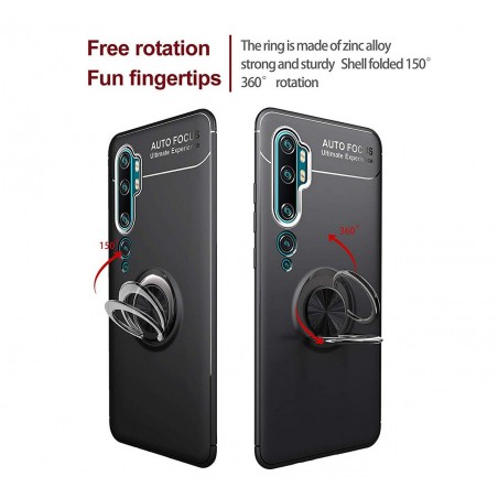 Funda Magnetica Soporte con Anillo Giratorio 360 para Xiaomi Mi Note 10 Azul