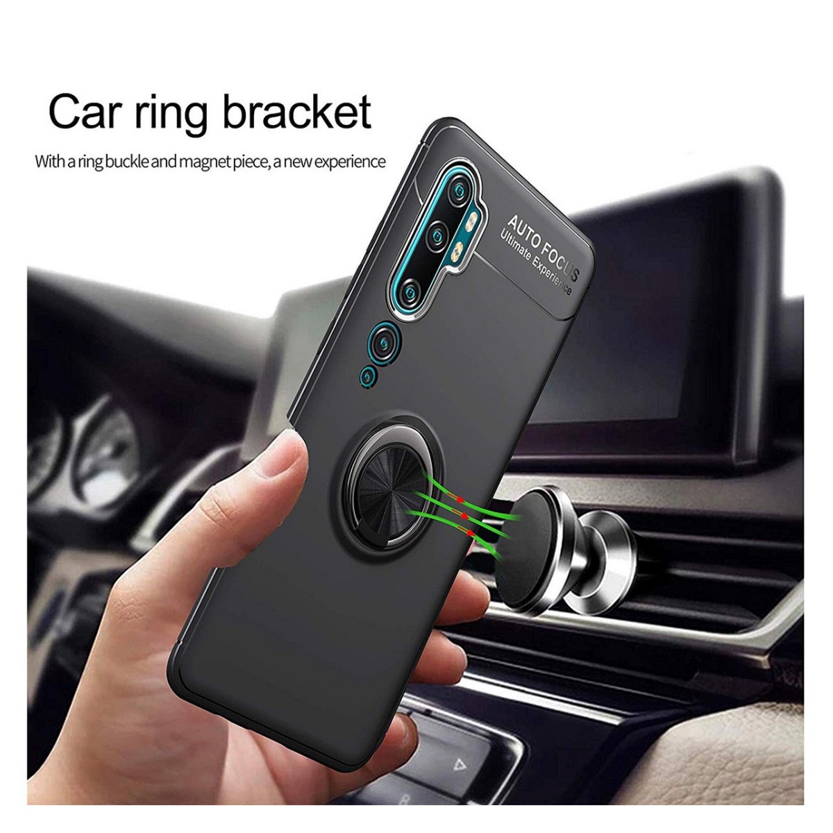 Funda Magnetica Soporte con Anillo Giratorio 360 para Xiaomi Mi Note 10 Azul