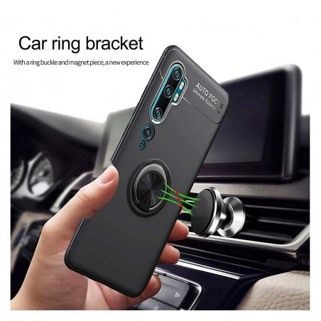 Funda Magnetica Soporte con Anillo Giratorio 360 para Xiaomi Mi Note 10 Azul