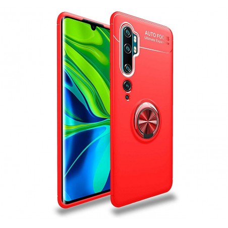 Funda Magnetica Soporte con Anillo Giratorio 360 para Xiaomi Mi Note 10 Roja