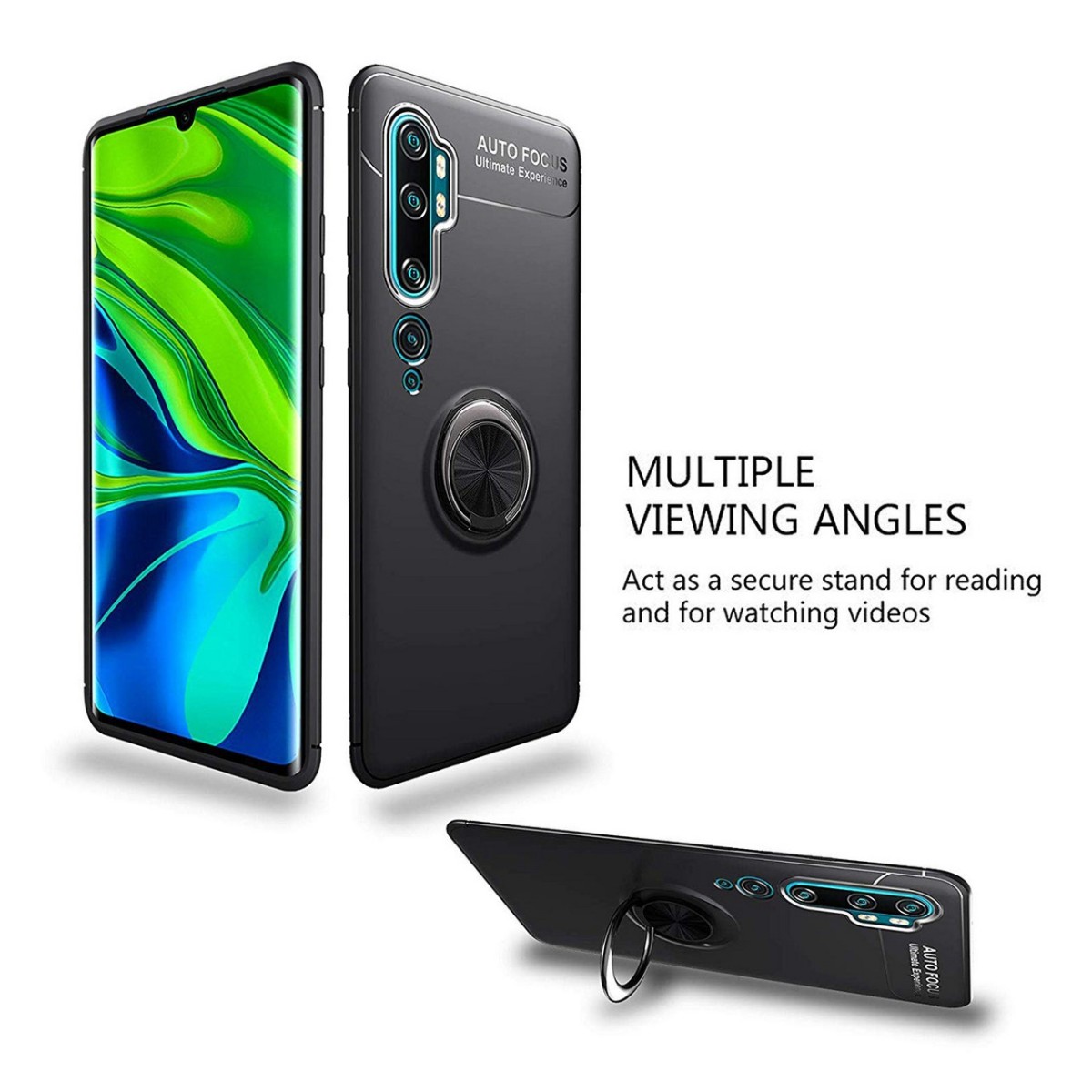 Funda Magnetica Soporte con Anillo Giratorio 360 para Xiaomi Mi Note 10 Roja