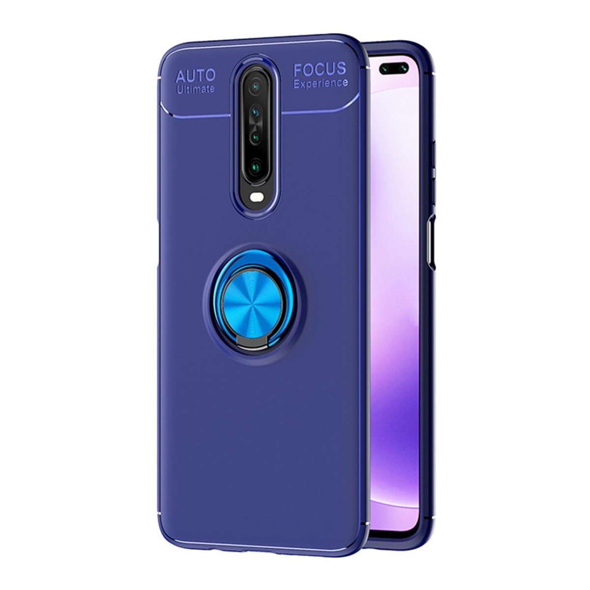 Funda Magnetica Soporte con Anillo Giratorio 360 para Xiaomi Pocophone POCO X2 Azul