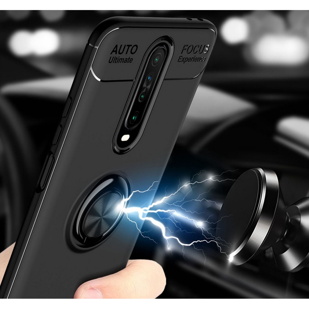 Funda Magnetica Soporte con Anillo Giratorio 360 para Xiaomi Pocophone POCO X2 Negra