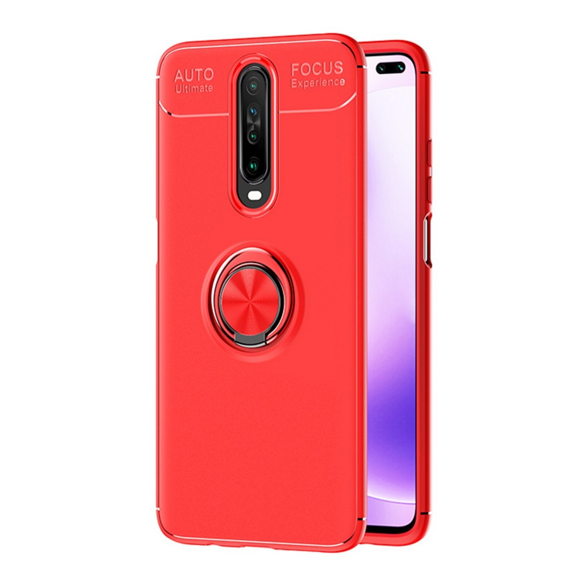 Funda Magnetica Soporte con Anillo Giratorio 360 para Xiaomi Pocophone POCO X2 Roja