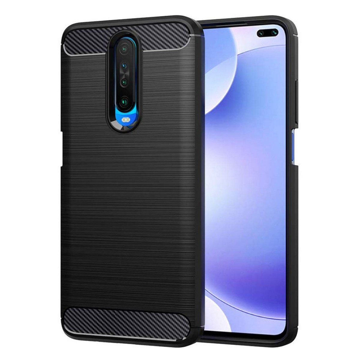 Funda Gel Tpu Tipo Carbon Negra para Xiaomi Pocophone POCO X2