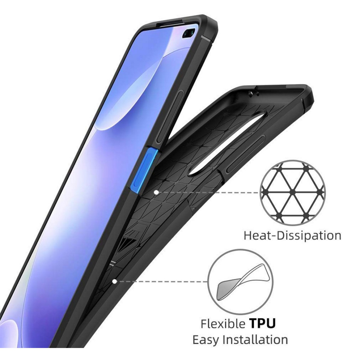 Funda Gel Tpu Tipo Carbon Negra para Xiaomi Pocophone POCO X2