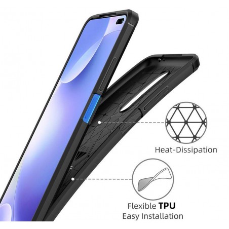 Funda Gel Tpu Tipo Carbon Negra para Xiaomi Pocophone POCO X2