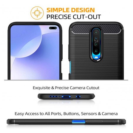 Funda Gel Tpu Tipo Carbon Negra para Xiaomi Pocophone POCO X2