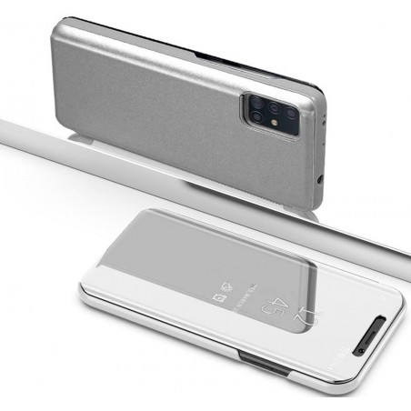 Funda Flip Cover Clear View para Samsung Galaxy A51 color Plata