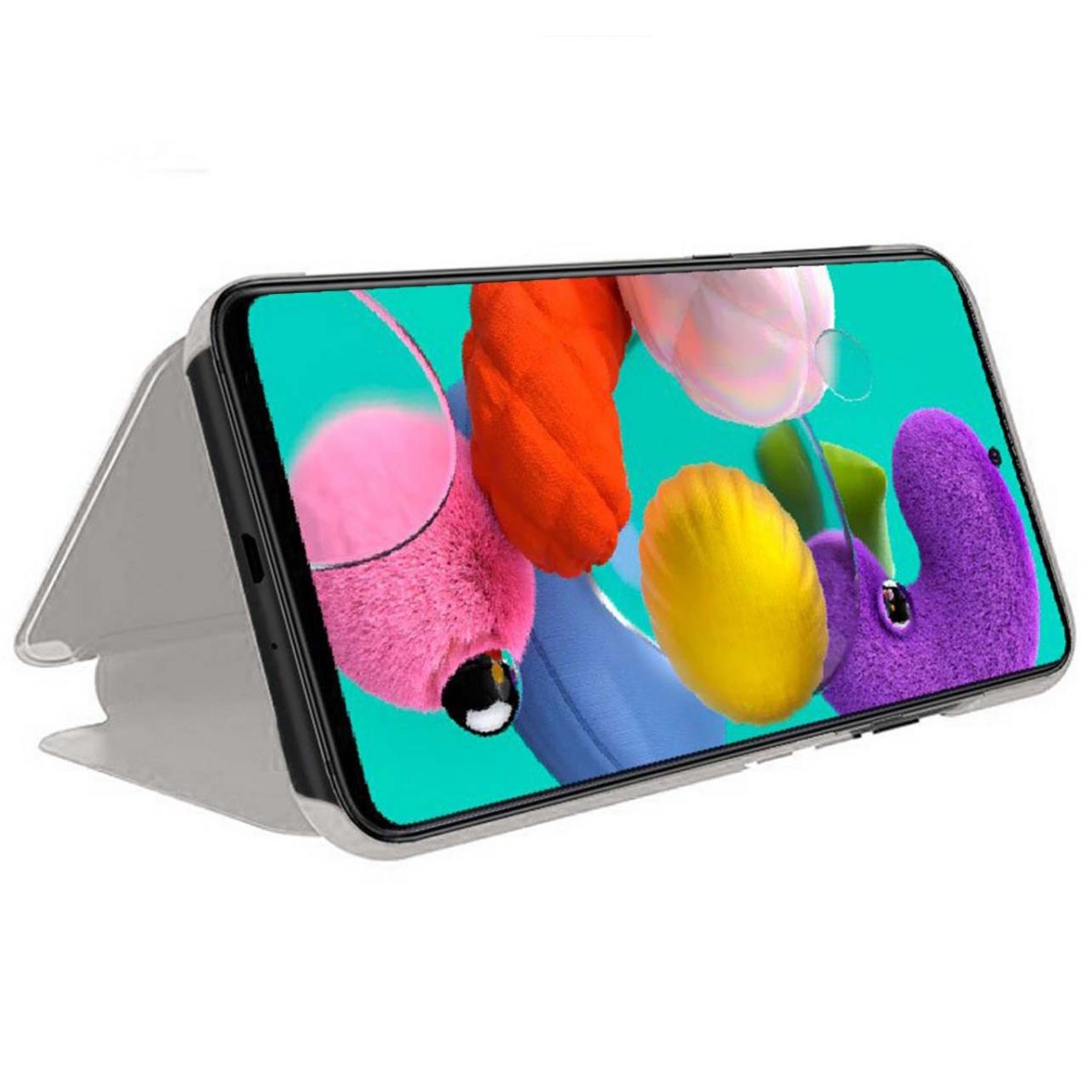 Funda Flip Cover Clear View para Samsung Galaxy A71 color Plata