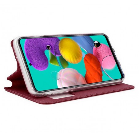 Funda Libro Soporte con Ventana para Samsung Galaxy A51 Color Roja