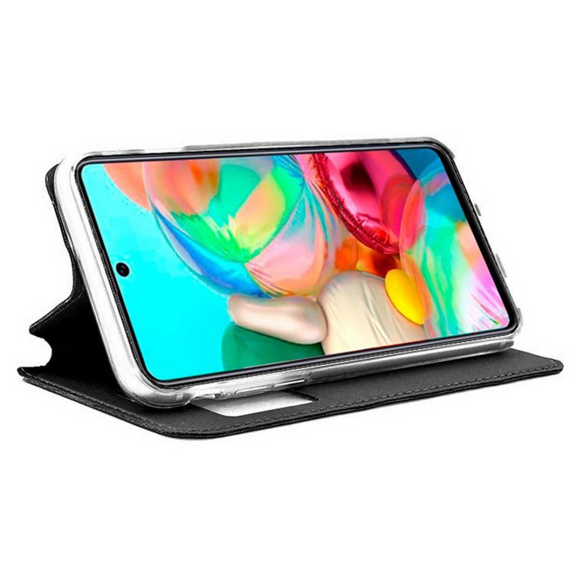Funda Libro Soporte con Ventana para Samsung Galaxy A71 Color Negra