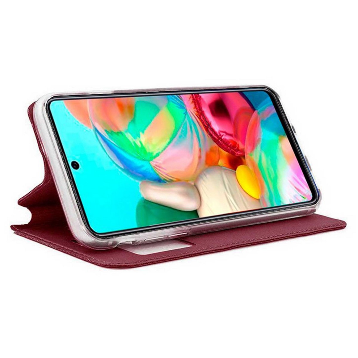 Funda Libro Soporte con Ventana para Samsung Galaxy A71 Color Roja