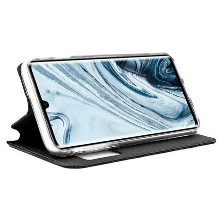 Funda Libro Soporte con Ventana para Xiaomi Mi Note 10 Color Negra