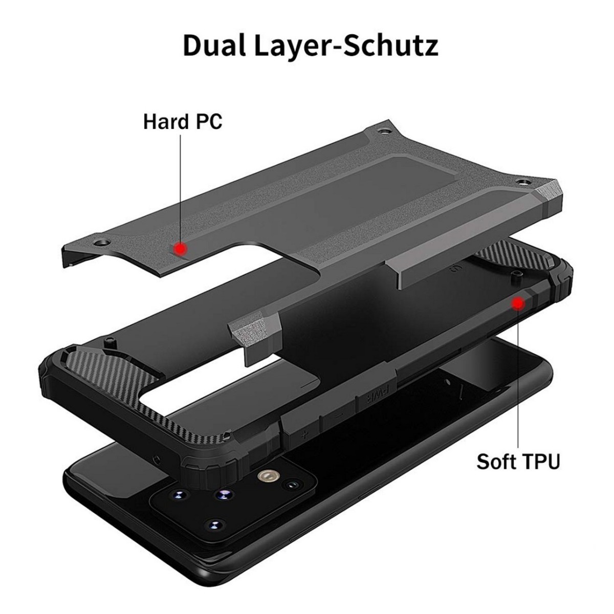 Funda Tipo Hybrid Tough Armor (Pc+Tpu) Negra para Samsung Galaxy S20 Ultra