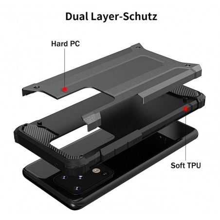 Funda Tipo Hybrid Tough Armor (Pc+Tpu) Negra para Samsung Galaxy S20 Ultra