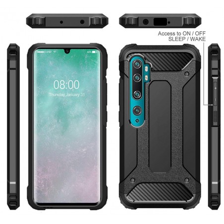 Funda Tipo Hybrid Tough Armor (Pc+Tpu) Negra para Xiaomi Mi Note 10