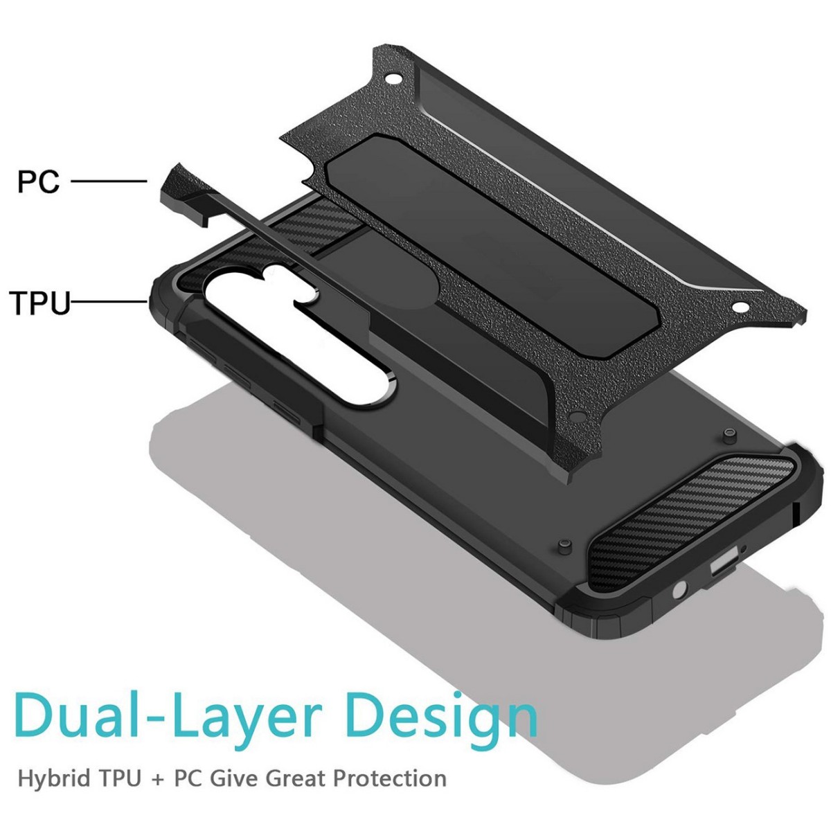 Funda Tipo Hybrid Tough Armor (Pc+Tpu) Negra para Xiaomi Mi Note 10