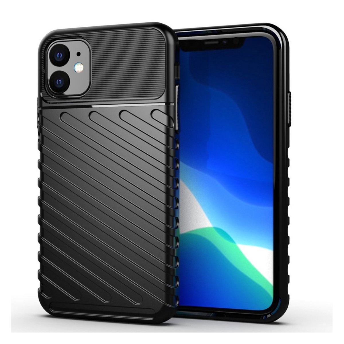 Funda Gel Flexible Thunder Armor Rugged para Iphone 11 (6.1) color Negra