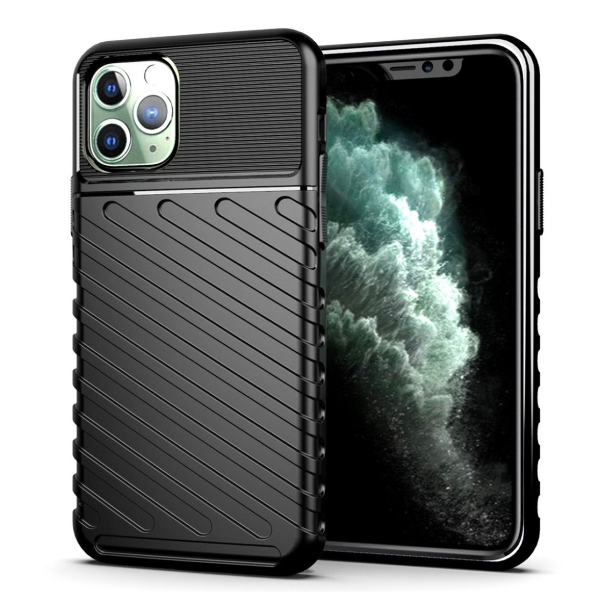 Funda Gel Flexible Thunder Armor Rugged para Iphone 11 Pro Max (6.5) color Negra