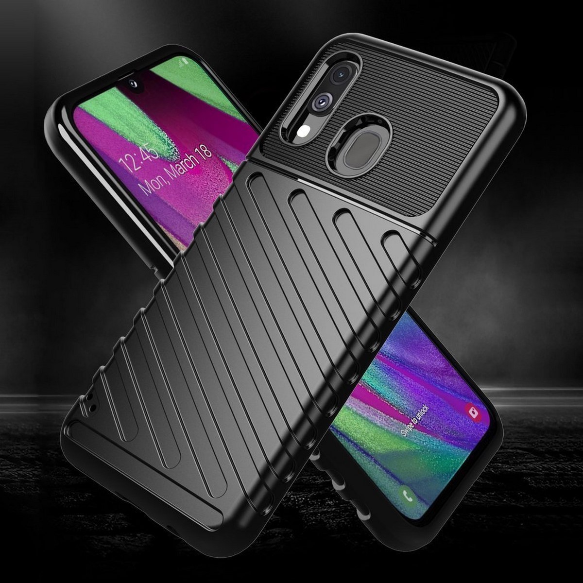 Funda Gel Flexible Thunder Armor Rugged para Samsung Galaxy A40 color Negra