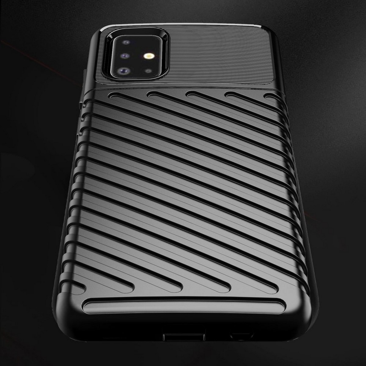 Funda Gel Flexible Thunder Armor Rugged para Samsung Galaxy A71 color Negra