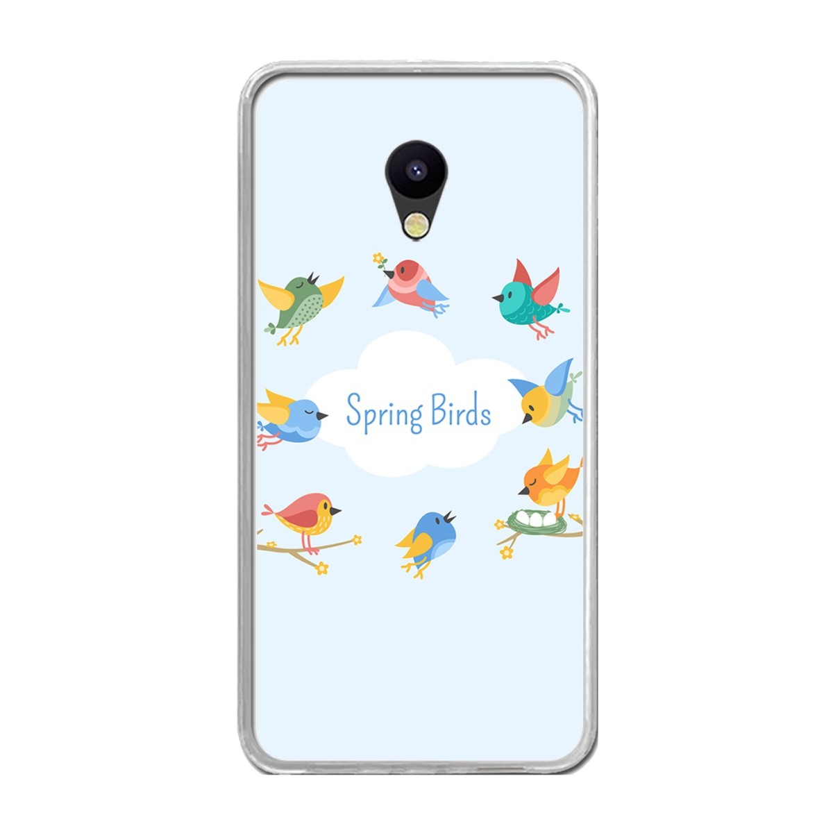 Funda Gel Tpu para Meizu M5 Note Diseño Spring Birds Dibujos