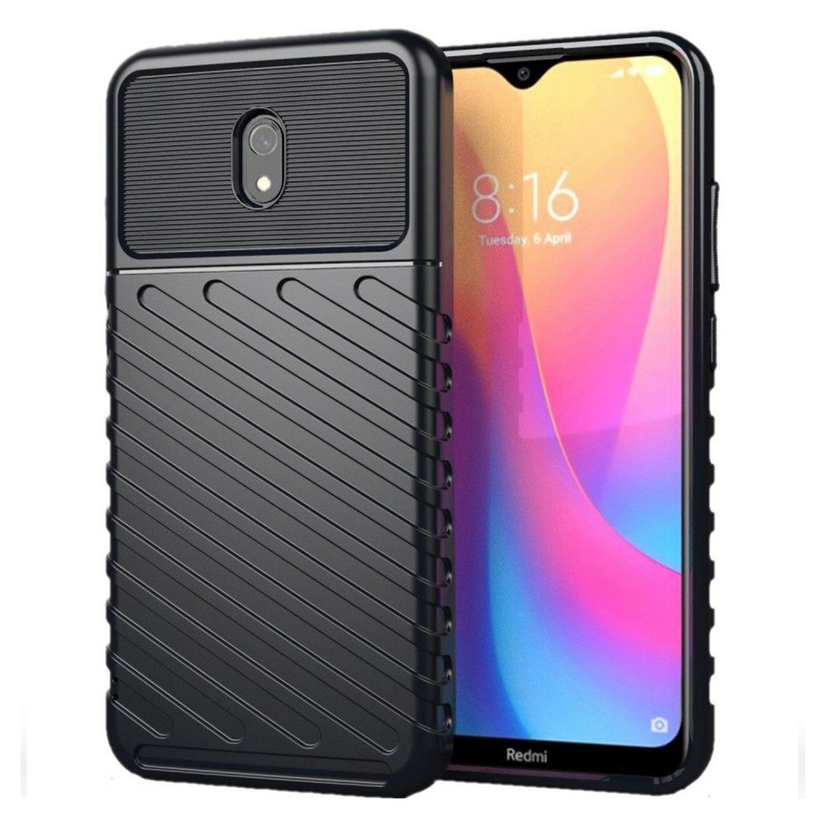 Funda Gel Flexible Thunder Armor Rugged para Xiaomi Redmi 8A color Negra