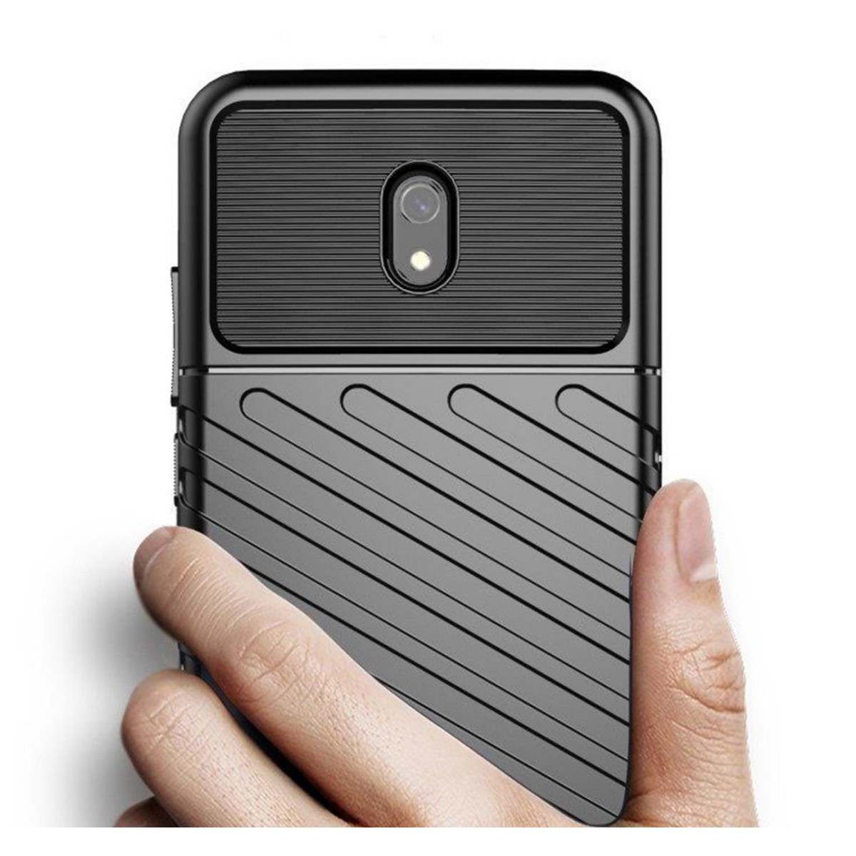 Funda Gel Flexible Thunder Armor Rugged para Xiaomi Redmi 8A color Negra