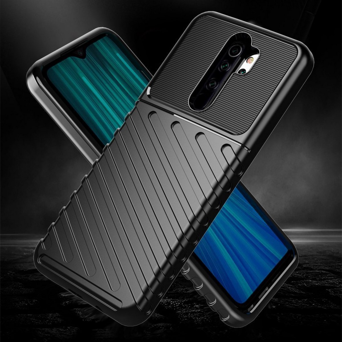 Funda Gel Flexible Thunder Armor Rugged para Xiaomi Redmi Note 8 Pro color Negra