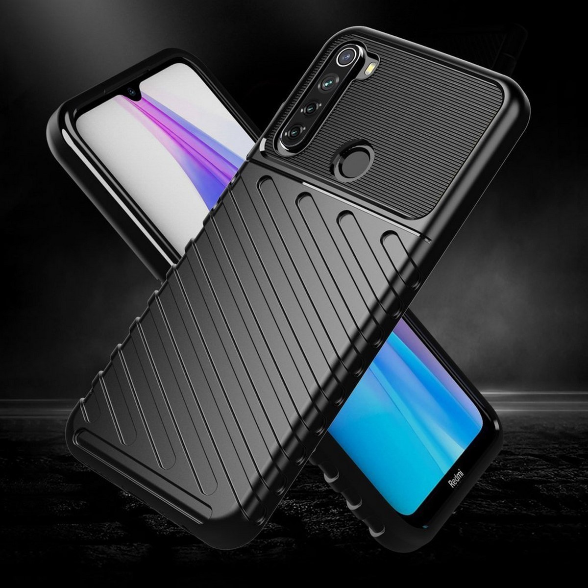 Funda Gel Flexible Thunder Armor Rugged para Xiaomi Redmi Note 8T color Negra